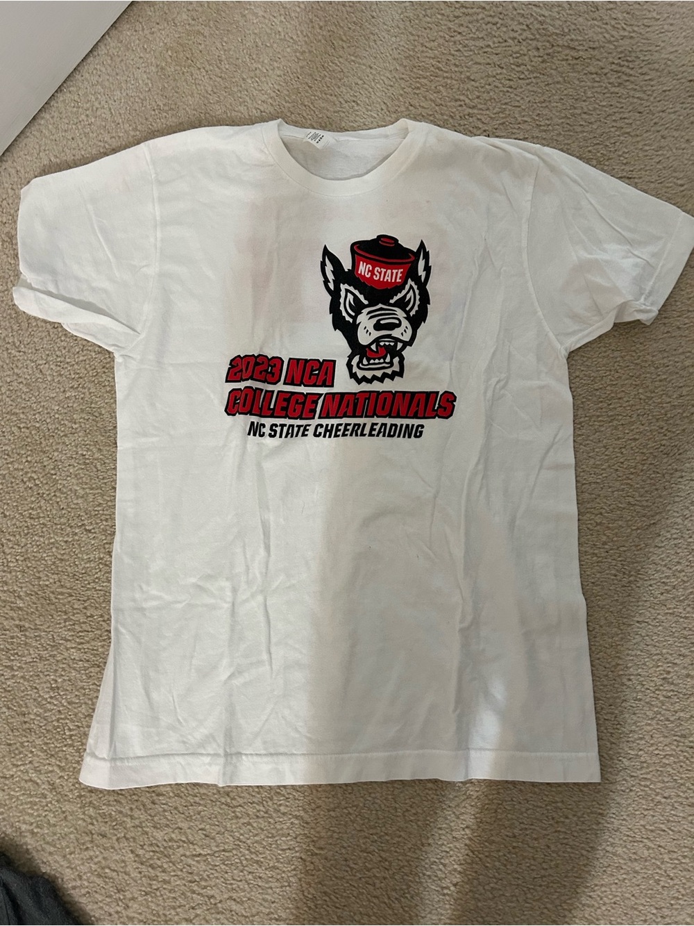 NC STATE White Graphic T-Shirt - 2023 NCA College Nationals